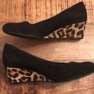Chico’s calf fur wedges
